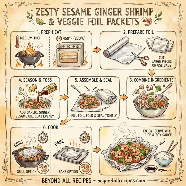 Zesty Sesame Ginger Shrimp & Veggie Foil Packets instructions