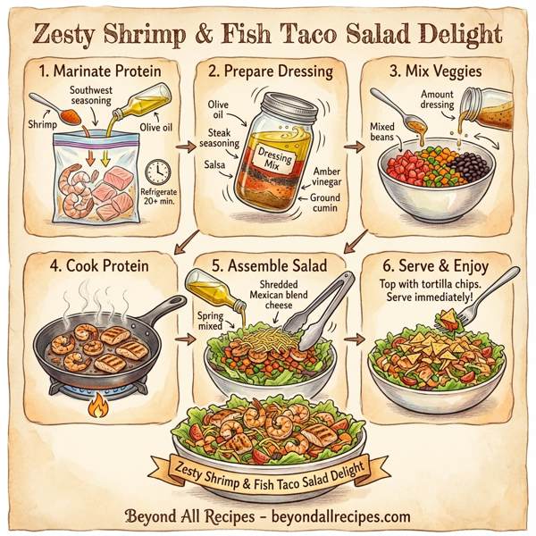 Zesty Shrimp & Fish Taco Salad Delight instructions