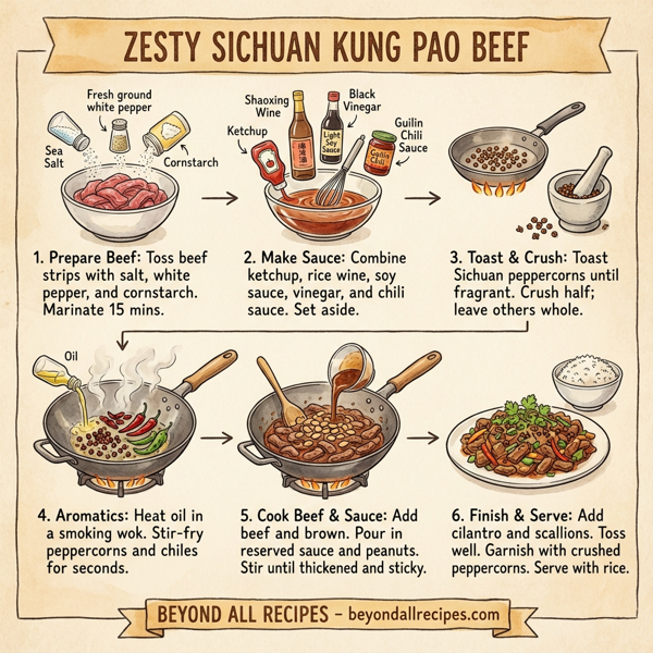 Zesty Sichuan Kung Pao Beef instructions