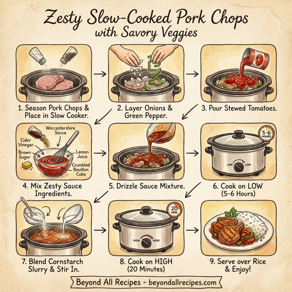 Zesty Slow-Cooked Pork Chops with Savory Veggies instructions