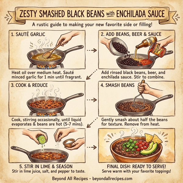 Zesty Smashed Black Beans with Enchilada Sauce instructions