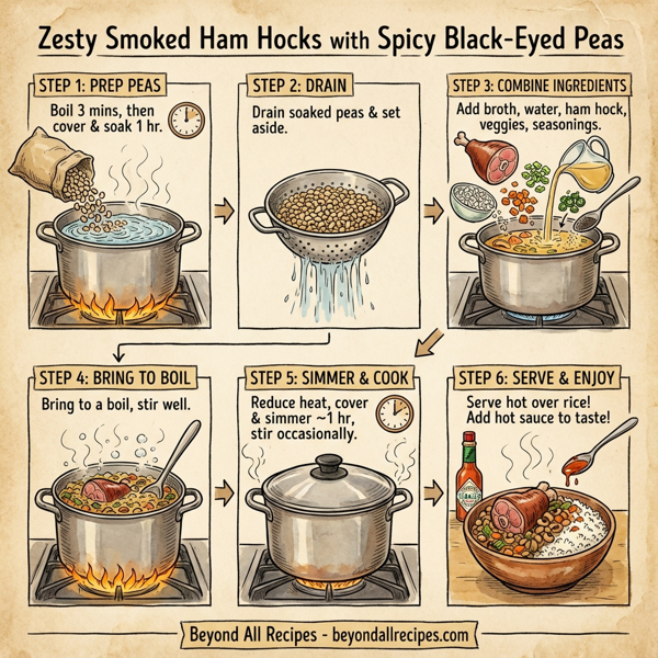 Zesty Smoked Ham Hocks with Spicy Black-Eyed Peas instructions