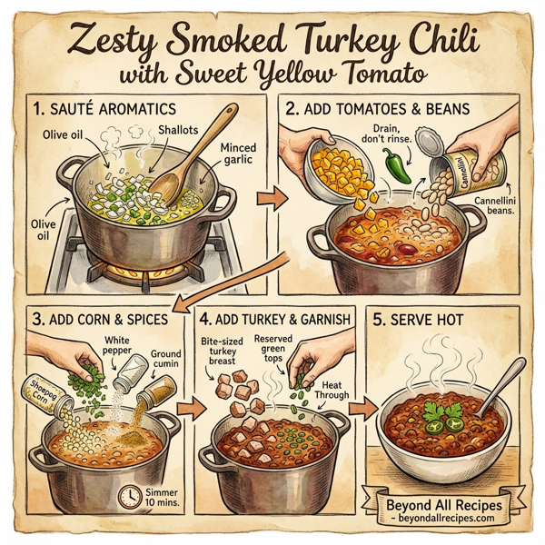 Zesty Smoked Turkey Chili with Sweet Yellow Tomato instructions