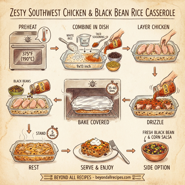 Zesty Southwest Chicken and Black Bean Rice Casserole instructions