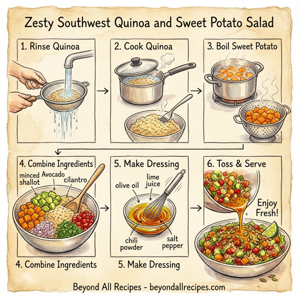 Zesty Southwest Quinoa and Sweet Potato Salad instructions