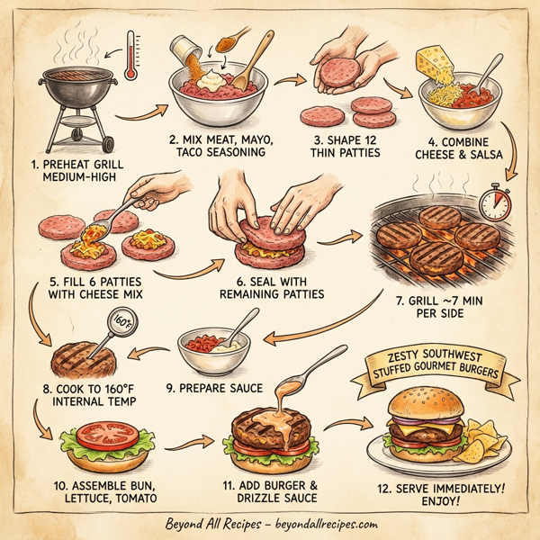 Zesty Southwest Stuffed Gourmet Burgers instructions