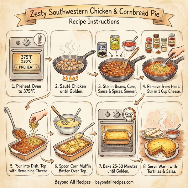 Zesty Southwestern Chicken & Cornbread Pie instructions