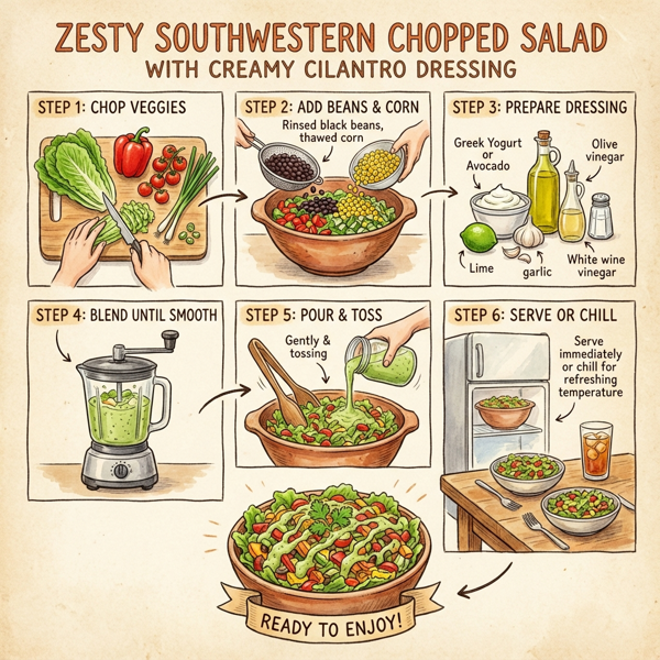 Zesty Southwestern Chopped Salad with Creamy Cilantro Dressing instructions