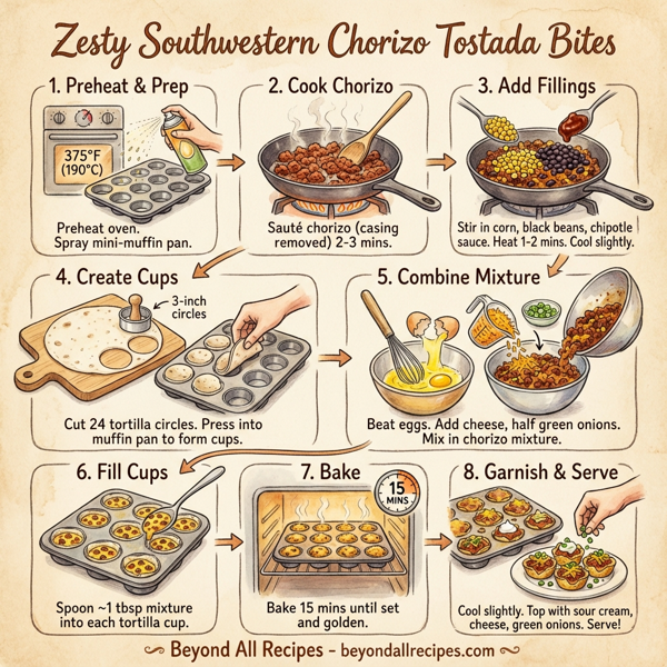 Zesty Southwestern Chorizo Tostada Bites instructions