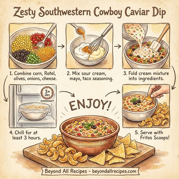 Zesty Southwestern Cowboy Caviar Dip instructions