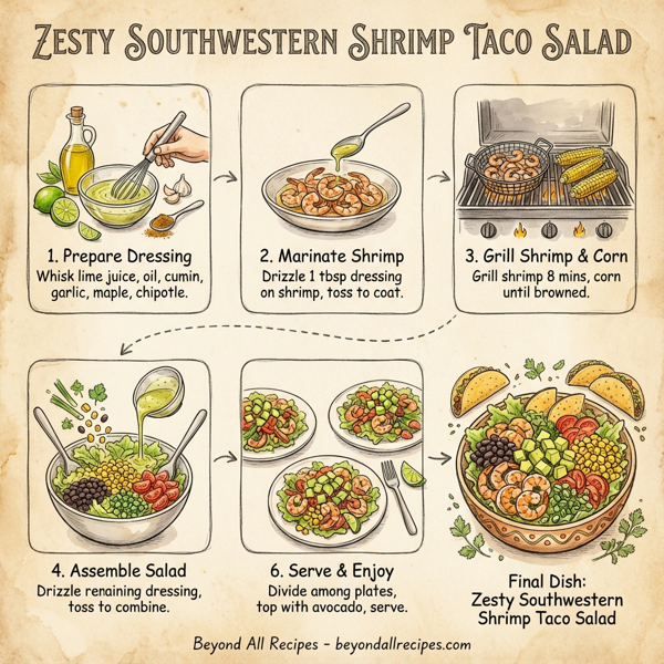 Zesty Southwestern Shrimp Taco Salad instructions