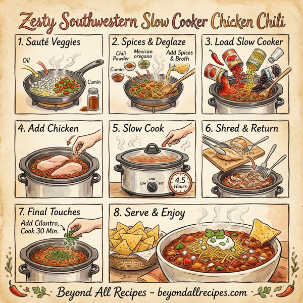 Zesty Southwestern Slow Cooker Chicken Chili instructions