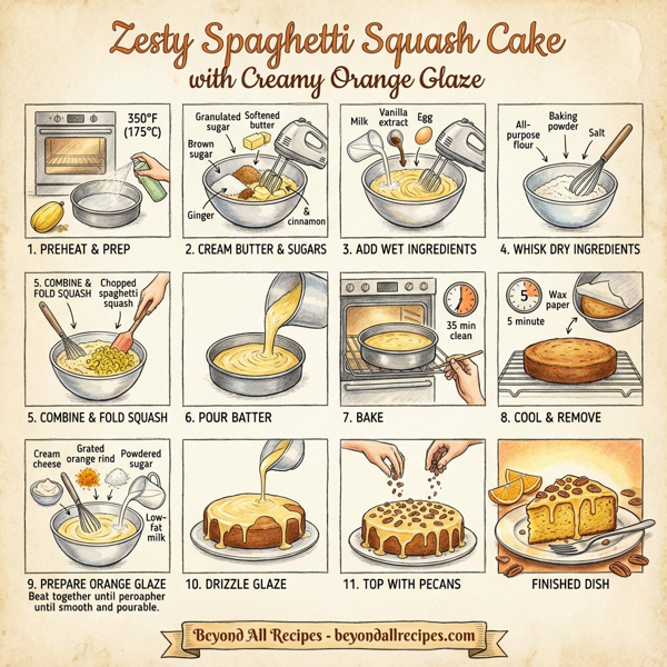 Zesty Spaghetti Squash Cake with Creamy Orange Glaze instructions
