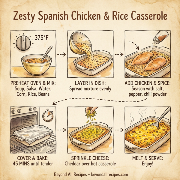 Zesty Spanish Chicken & Rice Casserole instructions