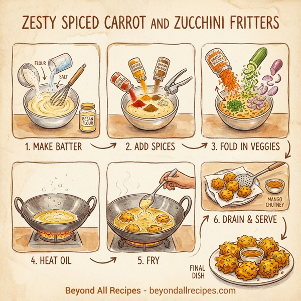 Zesty Spiced Carrot and Zucchini Fritters instructions
