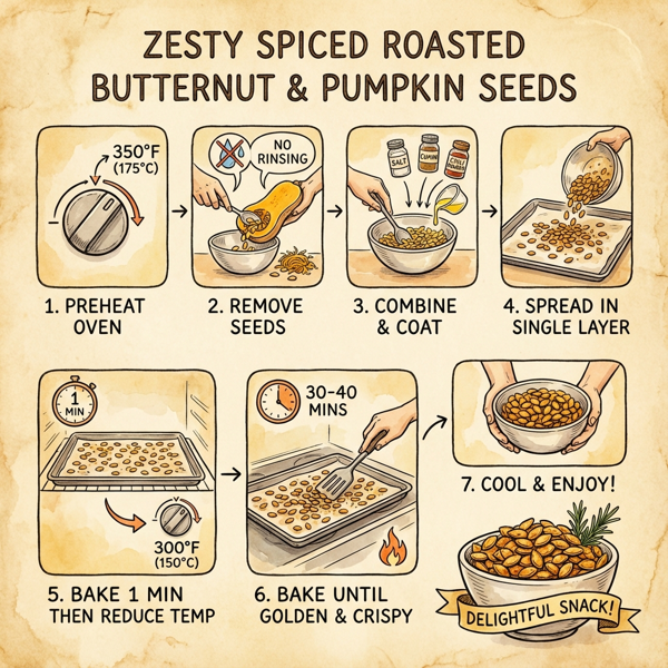 Zesty Spiced Roasted Butternut and Pumpkin Seeds instructions