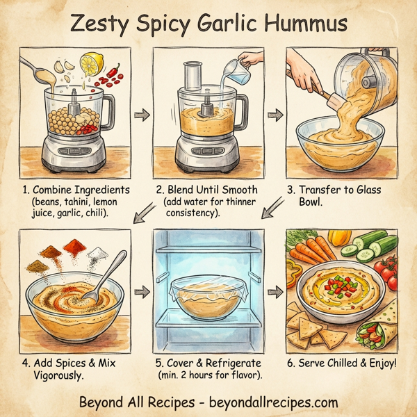 Zesty Spicy Garlic Hummus instructions