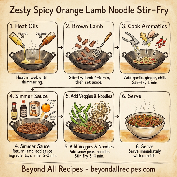 Zesty Spicy Orange Lamb Noodle Stir-Fry instructions