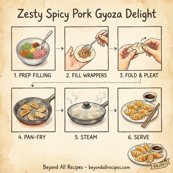 Zesty Spicy Pork Gyoza Delight instructions