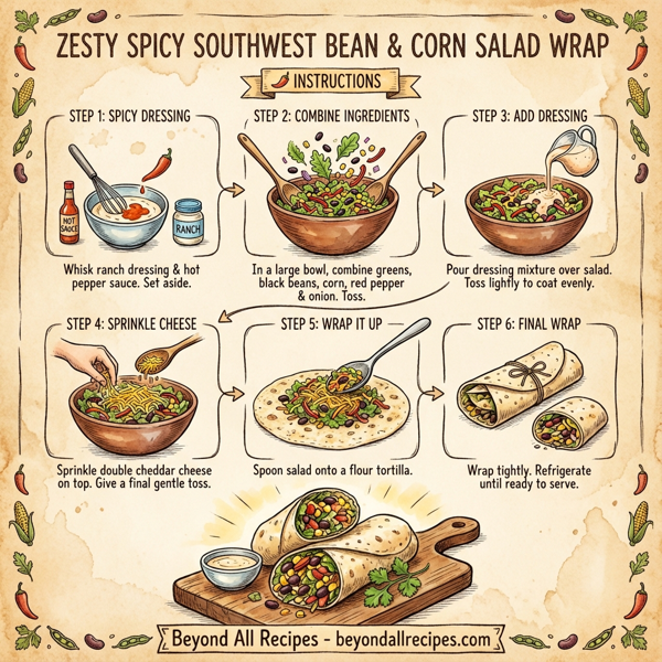 Zesty Spicy Southwest Bean & Corn Salad Wrap instructions