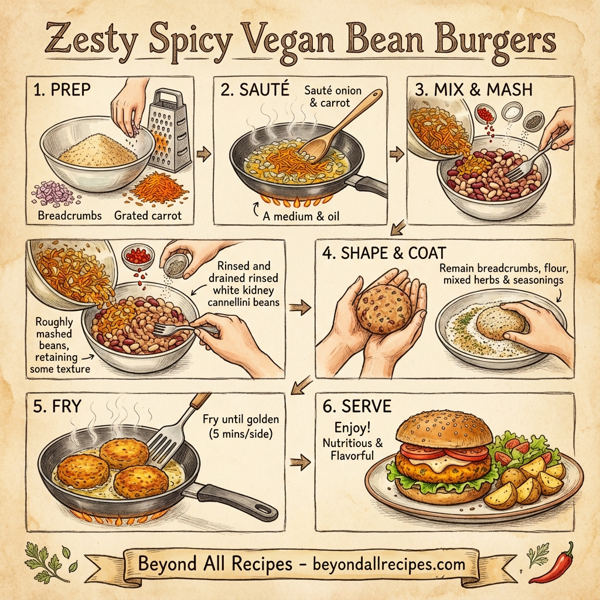Zesty Spicy Vegan Bean Burgers instructions