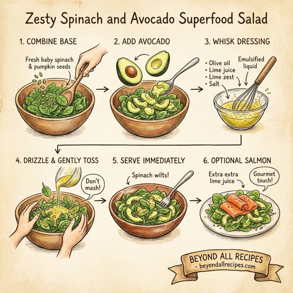 Zesty Spinach and Avocado Superfood Salad instructions