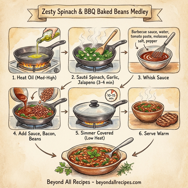 Zesty Spinach and BBQ Baked Beans Medley instructions