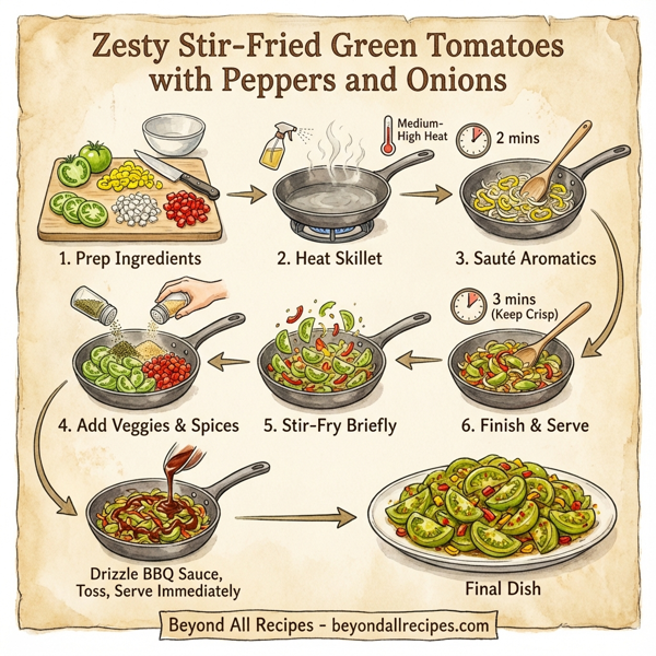 Zesty Stir-Fried Green Tomatoes with Peppers and Onions instructions