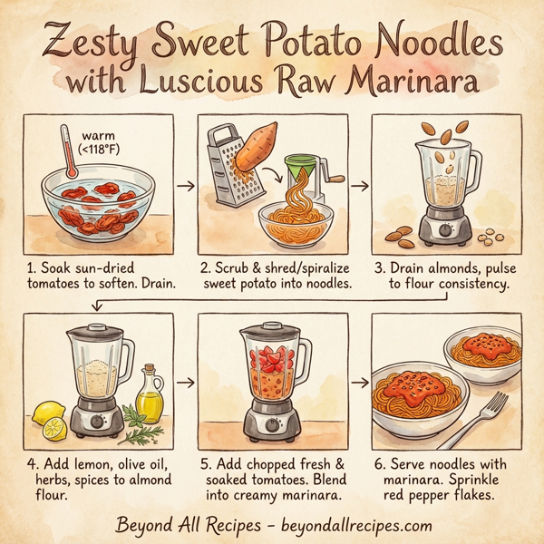 Zesty Sweet Potato Noodles with Luscious Raw Marinara instructions