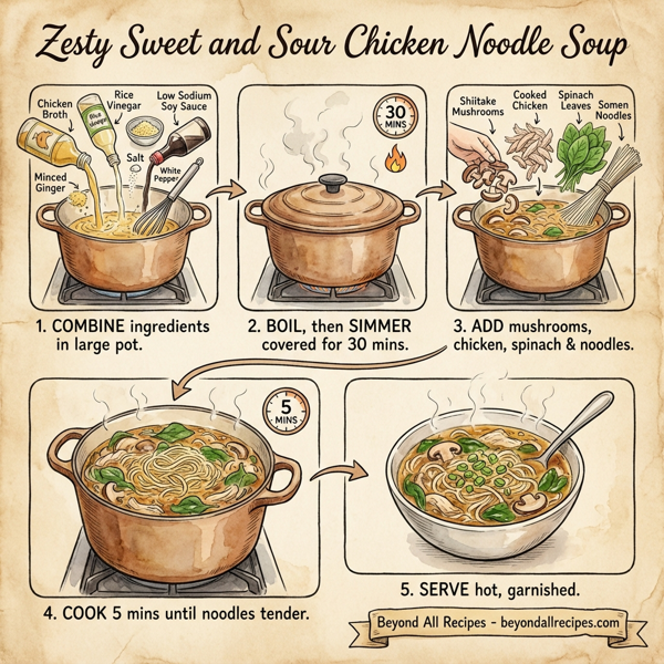 Zesty Sweet and Sour Chicken Noodle Soup instructions