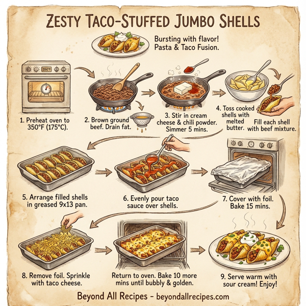 Zesty Taco-Stuffed Jumbo Shells instructions