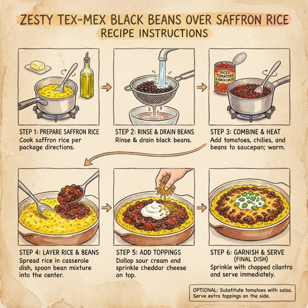Zesty Tex-Mex Black Beans over Saffron Rice instructions