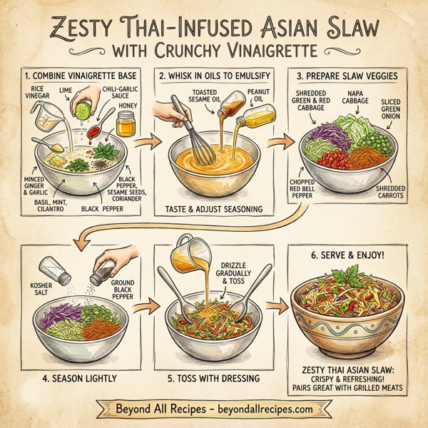 Zesty Thai-Infused Asian Slaw with Crunchy Vinaigrette instructions