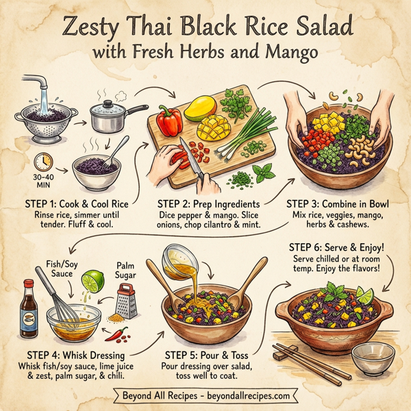 Zesty Thai Black Rice Salad with Fresh Herbs and Mango instructions