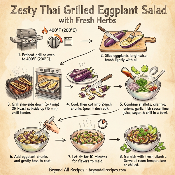 Zesty Thai Grilled Eggplant Salad with Fresh Herbs instructions