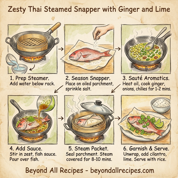 Zesty Thai Steamed Snapper with Ginger and Lime instructions