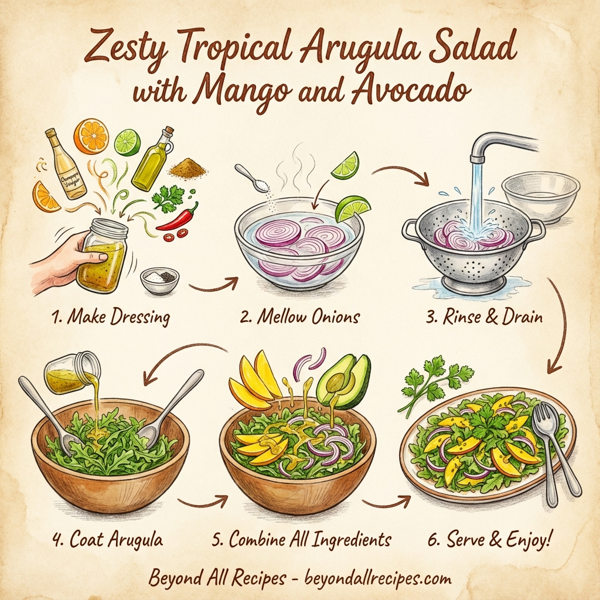 Zesty Tropical Arugula Salad with Mango and Avocado instructions