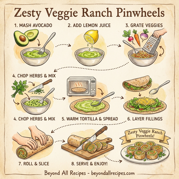 Zesty Veggie Ranch Pinwheels instructions