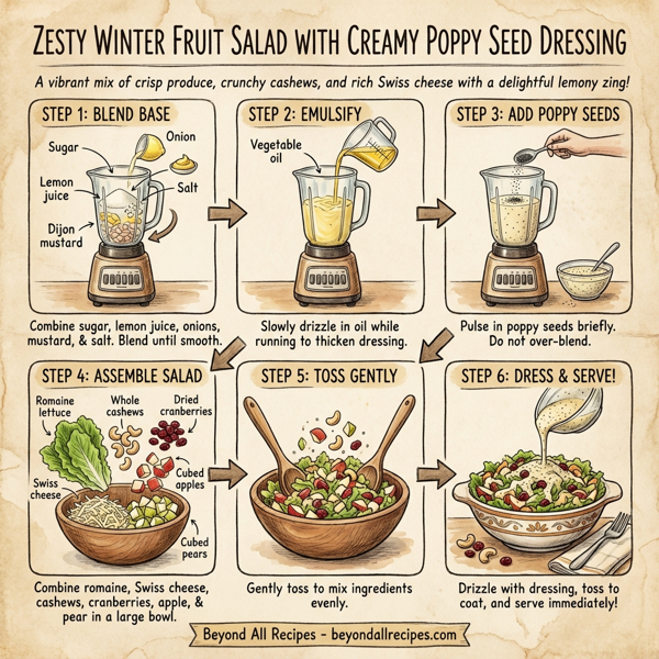 Zesty Winter Fruit Salad with Creamy Poppy Seed Dressing instructions