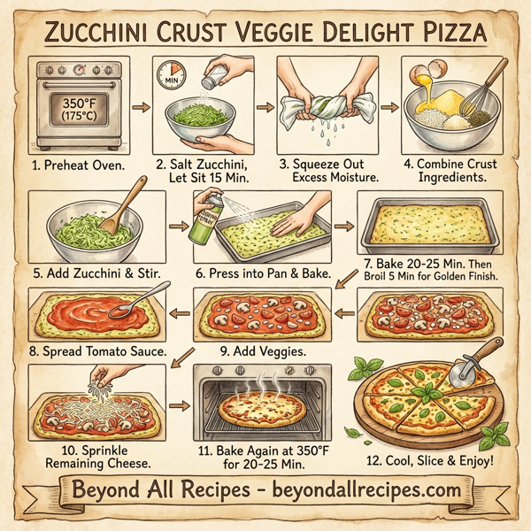 Zucchini Crust Veggie Delight Pizza instructions