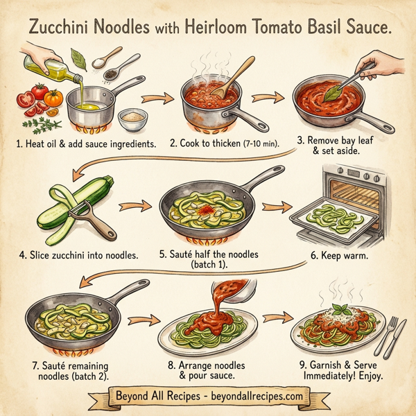 Zucchini Noodles with Heirloom Tomato Basil Sauce instructions