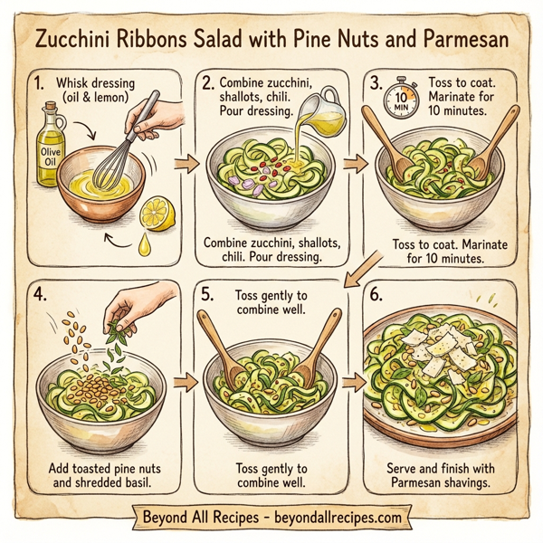 Zucchini Ribbons Salad with Pine Nuts and Parmesan instructions
