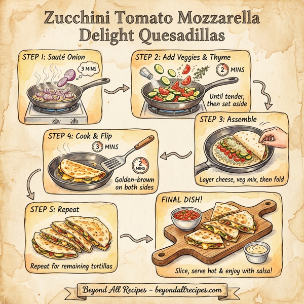 Zucchini Tomato Mozzarella Delight Quesadillas instructions